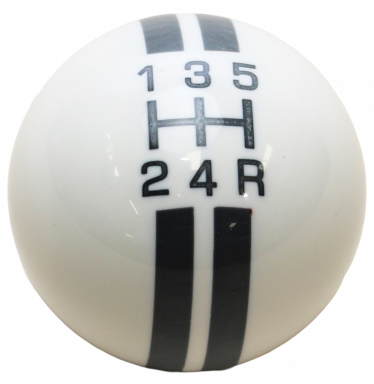 5-Speed R-Series White Shift Ball with Gray Racing Stripe 2-1/8" , 16mm used with Thread Reducers